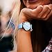 AIKURIO Women Ladies Wrist Watch Waterproof Quartz Watch with Crystal Dial Clock Leather for Female Luxury Fashion Business Classic (Light Blue)