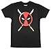 Marvel Deadpool Icon Logo and Swords Black T-Shirt (Adult Small)