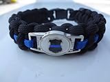 Police Thin Blue Line Shield Paracord Survival Bracelet with Charm By Bostonred2010