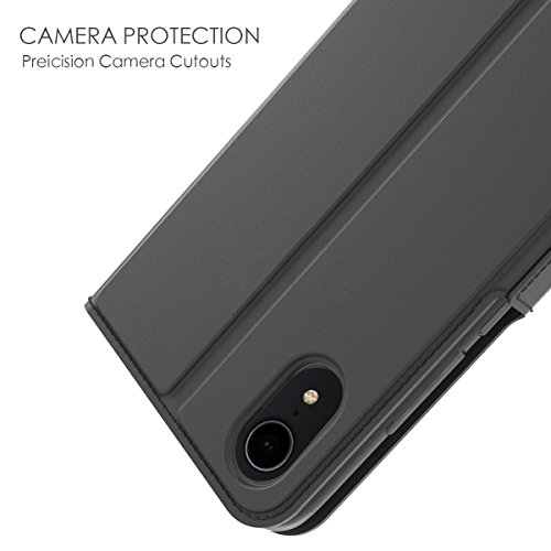 Scheam iPhone Xr Card Holder Case, iPhone Xr Wallet Case Slim, iPhone Xr Folio Leather case Cover Shockproof Case with Credit Card Slot, Durable Protective Case Compatible with iPhone Xr (Black) - Thumbnail 3