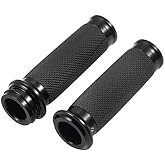 Benlari Motorcycle Black Hand Grips 1 Inch Handlebar Grips Electronic Throttle Universal Compatible with Harley Davidson Touring Softail Road Street Glide Road King 2008-2024