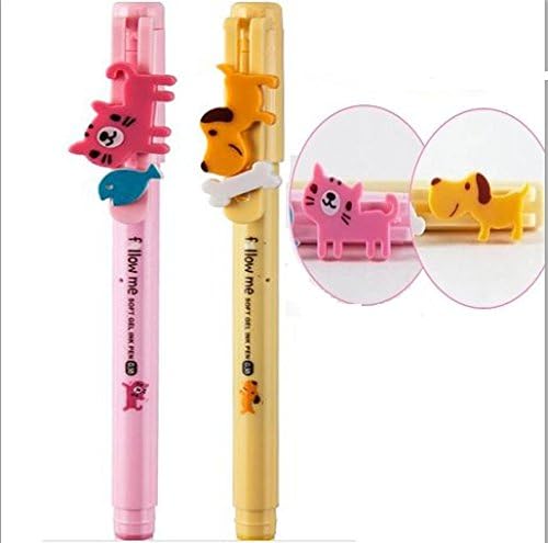 Angelangel 8pcs Cute Novelty Lovely Cool Fun Animal Cat Dog Design 0.5mm Refill Gel Ink Black Ink Rollerball Pens For Kids School Office