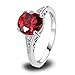 Psiroy 925 Sterling Silver Plated Simulated Garnet Solitaire Promise Ring Size 7
