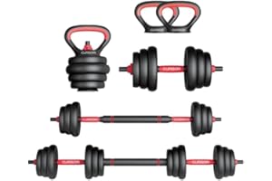 CURSOR FITNESS 4-IN-1 Adjustable Dumbbells Set, Work As Dumbbell/Barbell/Kettlebell/Push up Stand, Home Gym Weights Strength Training, 20LB Set, 50 LB Set