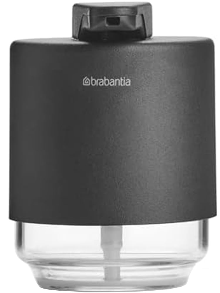 Brabantia - Mindset Soap Dispenser - Non-Drip Pump Mechanism - Easy to Refill - Removable Holder - Corrosion Resistant Metal & Glass - Stylish Bathroom Accessory - Infinite Grey - 200 ml