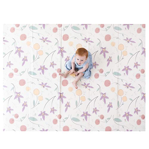 JumpOff Jo - Large Waterproof Foam Padded Play Mat for Infants, Babies, Toddlers, Play & Tummy Time, Foldable Activity Mat, 70 in. x 59 in. - Fairy Blossom