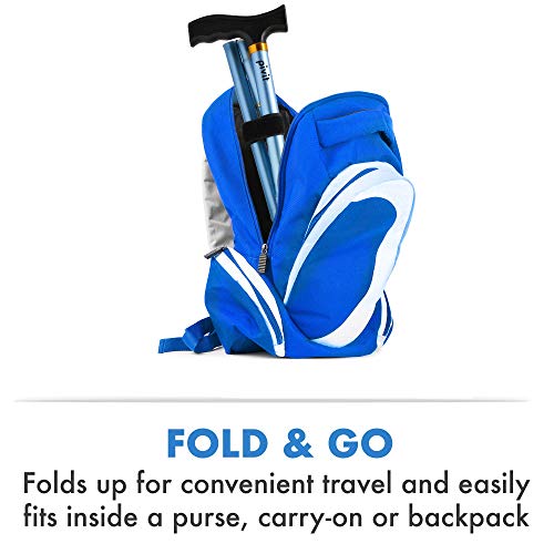 Pivit Walking Cane for Men & Women | Self Standing, Adjustable Offset Balance Stick 4 Point Quad Cane Tip | Lightweight & Sturdy Mobility Walker Aid for Arthritis, Elderly, Seniors & Handicap (Blue) - Thumbnail 3