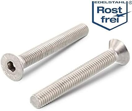 100 St/&uuml;ck, M4 x 50 mm Kiefer24 - Vollgewinde A2 V2A VA Senkkopfschrauben Edelstahl DIN 7991 // ISO 10642 Senkkopf Innensechskant ISK