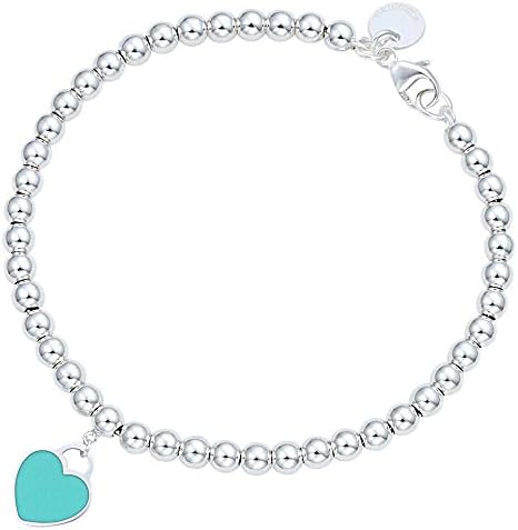 [ティファニー] TIFFANY スターリング シルバー/ブルーエナメルフィニッシュ RTT リターン トゥ ミニ ハート タグ ビーズ ブレスレット ミディアム 26659604 [並行輸入品]