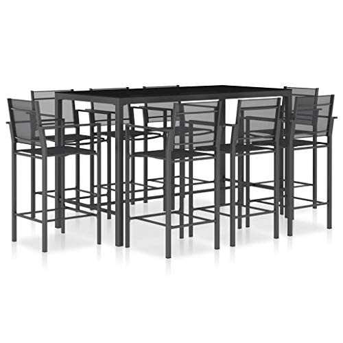 Tidyard 9-TLG.Bar-Set Garnitur Stehtisch Barset Gartenbar Gartenmöbel Sitzgruppe Gartengruppe Gartengarnitur Mit 1 x…