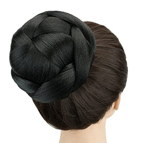Photo 1 of IMISSU Large Size Dancer Braided Chignon Hair Cover Donut Hairpieces Scrunchie Hair Bun Wig Updo on Wedding Party (M4 Black)