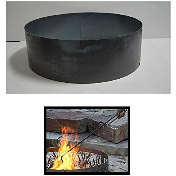 Amazon Com Pd Metals Steel Campfire Fire Ring Solid Design Unpainted With Fire Poker Extra Large 60 D X 12 H Garden Outdoor