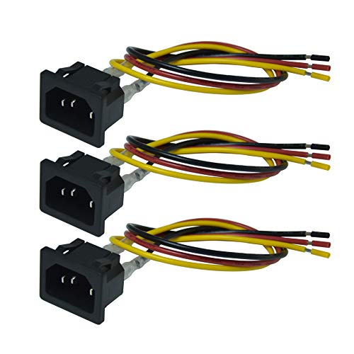 Filshu Iec320 C14 Panel Mount Plug Adapter Ac 250v 15a 3 Pins Iec Inlet Module Plug Power Connector Socket With 3 Wires 3 Pcs Pricepulse