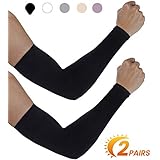 aegend UV Protection Cooling Arm Sleeves - UPF 50 Sun Sleeves - for Men & Women for Cycling, Running, Basketball, Football, Golf, Volleyball, Driving, Black 2 Pairs