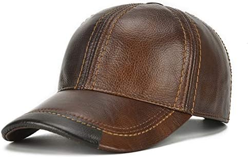 HSRT Mens Cowhide Leather Solid Adjustable Baseball Cap Casual Cosy Sunshade Sport Cap