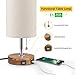 USB Table Desk Lamp Set of 2, Bedside Nightstand Lamp with 2 USB Charging Port, Solid Wood Unique Lampshde,Convenient Pull Chain for Bedroom Living Room