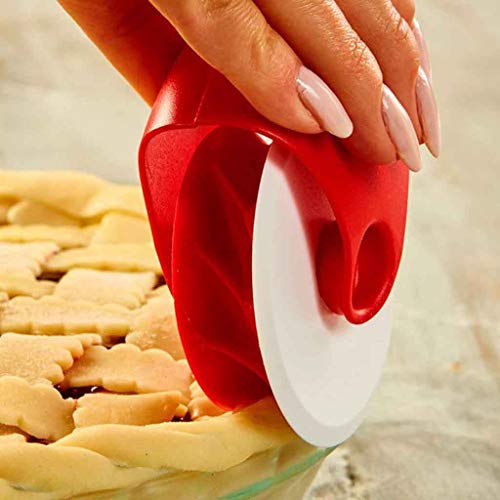 Pastry Wheel Cutter Plastic Pizza Cutter Pizza Cutting Wheel Beautiful Pie Crust Fluted Wheel for Kitchen/Baking (B)
