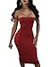 GOBLES Women's Sexy Off The Shoulder Bandage Sleeveless Midi Club Dress (Red, S)