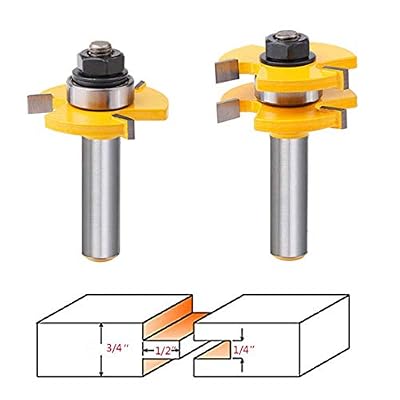 Tongue and Groove Router Bit Set?Wood Door Flooring 3 Teeth Adjustable 1/2" Shank T Shape Wood Milling Saw Cutter New Woodworking Tools For Doors, Drawers, Shelves & More