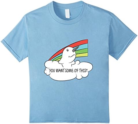 Kids Funny Sassy You Want Some of This Narwhal Rainbow T-shirt 10 Baby Blue