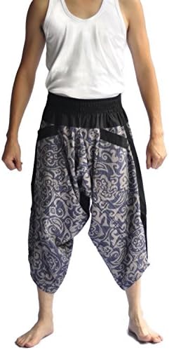 Men's Japanese Style Pants One Size Black Thai Art
