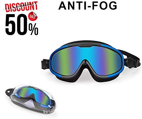 GOODNEW Adult Swimming Goggles No Leaking Waterproof Anti-Fog UV Protection Pool Sport Eyeglasses and Widely Clear View Swimming Goggles with High Definition.