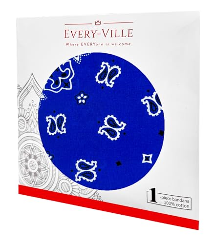 Every-ville Men's and Women's Cotton Bandana/Scarf, Pack of 1, 55 x 55 cm