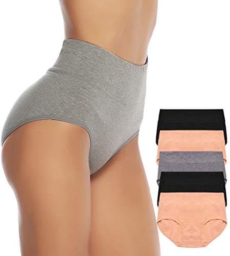 OUENZ Women's Cotton Underwear,Breathable Solid Comfortable High Waist Soft Briefs Panties for Women