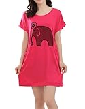 MyFav Nightwear Youth Girls Pajama Knit Cotton Dress Lovely Elephant Loungewear