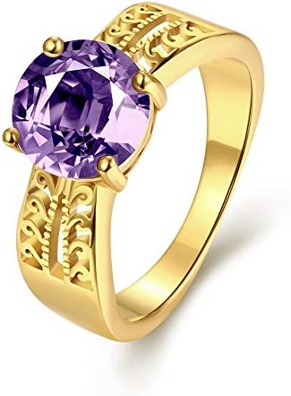 KIMING Valentine's Day Jewelry Women Silver Plated Amethyst Crystal Cubic Zirconia Wedding Anniversary Party Ring For Women Size8