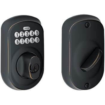 Schlage BE365 V PLY 716 Plymouth Keypad Deadbolt, Aged Bronze - Keyless