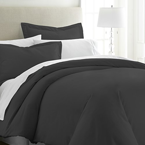 ienjoy Home Hotel Collection Soft Brushed Microfiber Duver Cover Set, King, Black