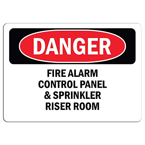 Danger - Fire Alarm Control Panel and Sprinkler Riser Room | Label Decal Sticker Retail Store Sign Sticks to Any Surface 8"