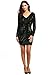 Meaneor Women's Sequin V-Neck Long Sleeve Bodycon Sheath Dress, Medium, Black