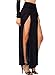 Spikerking Women's Sexy High Waisted Double Slits Elastic Open Cotton Long Maxi Skirt,(Size:Small) Black