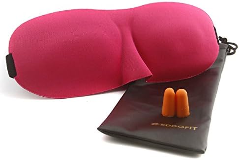 Sleep Mask Sleeping 3D Eye Mask - Eddofit Adjustable Comfortable Light Blocking Eyepatch With Soft Contoured Design Breathable For Sleeping Traveling Naps Meditation Comes With Earplugs (RED)