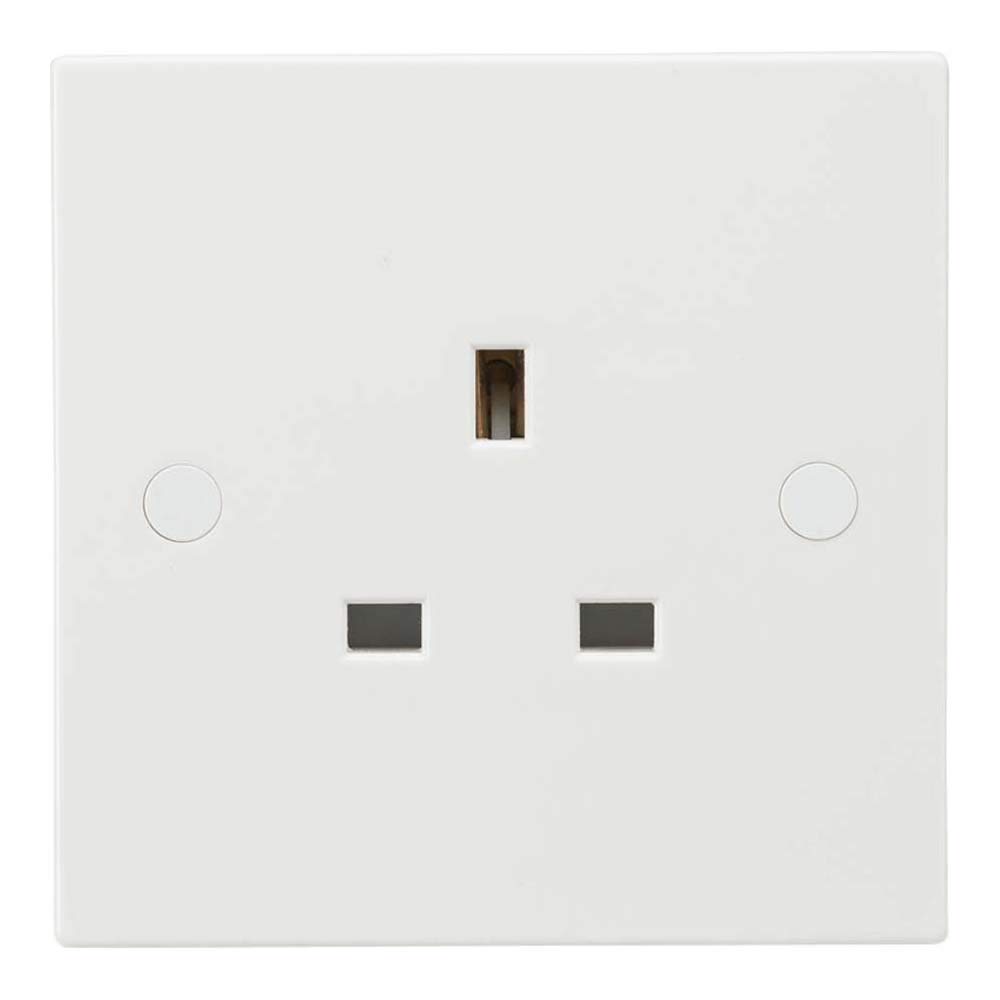 Knightsbridge SN7000U White Square edge Plastic 13A 1G Unswitched Socket, 9.0 mm*86.0 mm*86.0 mm