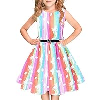 Funnycokid Teens Girls Classic Dresses Mermaid Twirl Dress Sleeveless Party Sundress 10-11T