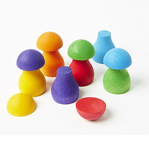 Rainbow Mushrooms for Sorting, Stacking, Building & Playing Games