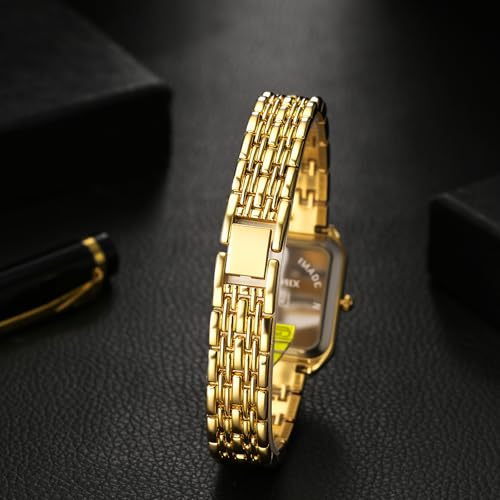 OIDEA Women's Quartz Analogue Watch: Elegant Square Watch with Rhinestones Set Bar Scale Stainless Steel Strap - for Business Gift