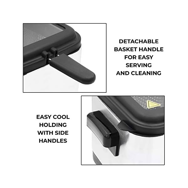 Quest-34250-Brushed-Square-Deep-Fat-Fryer-Compact-Non-Stick-Coating-Stainless-Steel-15-Litre-900W Quest 34250 1.5 Litre Stainless Steel Deep Fat Fryer / 130-190°C Adjustable Temperature / Lid Cover & Viewing Window…