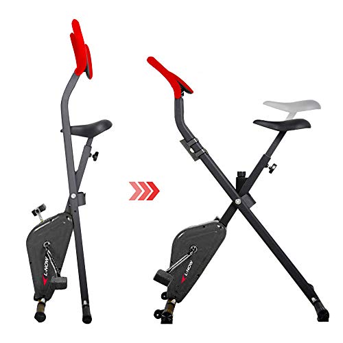 pooboo Foldable Exercise Bike Indoor Cardio Bike with Manual Resistance