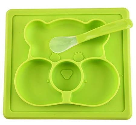 NIL KANTH - Baby Placemat Silicone Feeding Plate for Toddlers, Easily Wipe Clean (Green)