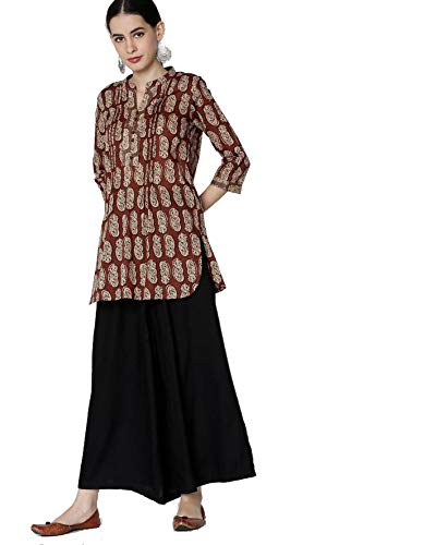 Pintuck Printed Kurta Maroon