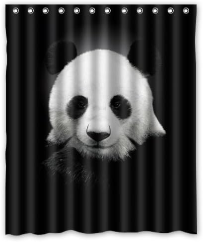 Amazon パンダインテリアシャワーカーテンコレクション 面白いかわいい黒と白のパンダ バスルーム生地のシャワーカーテンセット66 X72インチ ホワイト ブラック シャワーカーテン ホーム キッチン オンライン通販