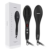 Hair Straightening Brush, ARCHIKING Ceramic Ionic Hair Straightener Brush with Double Anion Spray Anti-scald Fast Heating Auto Shut Off Dual-voltage Perfect for Travel