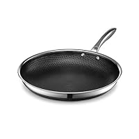 HexClad Hybrid Nonstick Frying Pan, 12-Inch, Stay-Cool Handle, Dishwasher and Oven Safe, Induction Ready, Compatible with All Cooktops