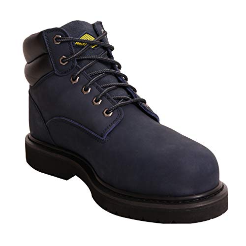 Steel Toe Work Boots for Men 6" - Safety Shoes Slip Resistant & Electrical Hazard Work Boots (11, Navy)
