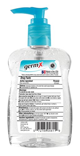 Germ-X Hand Sanitizer, Original, Pump Bottle, 8 Fl Oz (Pack of 6)