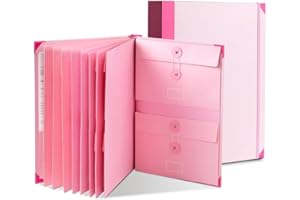 KEENMARK HOME Important Document Organizer,Folders for Documents,Bound Expanding File for Important Papers/Passports/Birth Certificates(Pink)